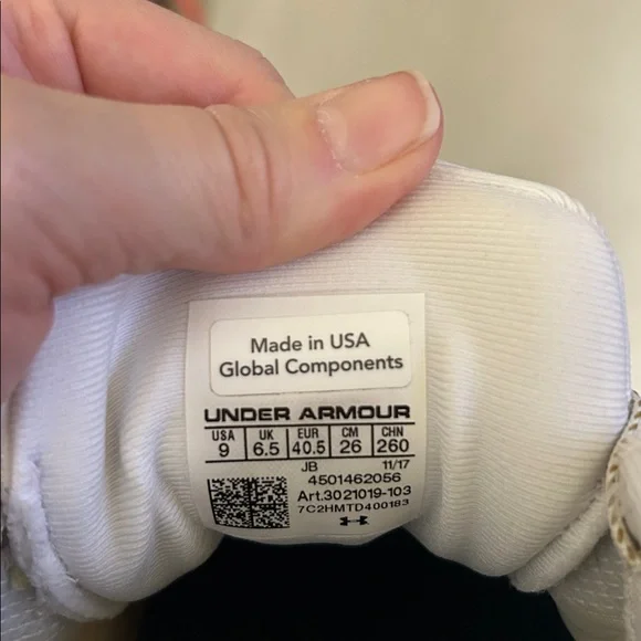 Ladies Under Armour White and Black Athletic Shoes - Picture 8 of 9